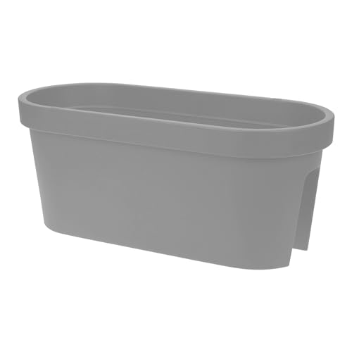 Spetebo Balkon Geländer Blumentopf in grau - 60x28 cm - Pflanztopf Blumenkübel Geländertopf oval von Spetebo