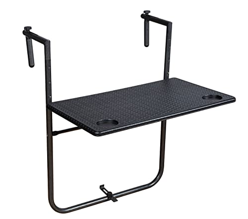 Spetebo Balkon Hängetisch Rattan Optik in anthrazit - eckig - 60x61 cm - Klapptisch höhenverstellbar Tisch klappbar Balkon Hängetisch von Spetebo