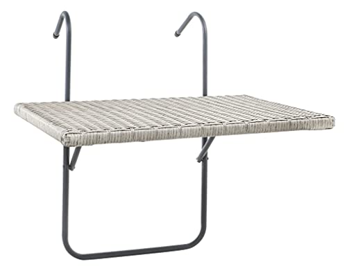 Spetebo Balkon Hängetisch Rattan Optik in grau - 60x40 cm - Klapptisch höhenverstellbar Tisch klappbar Balkon Hängetisch von Spetebo