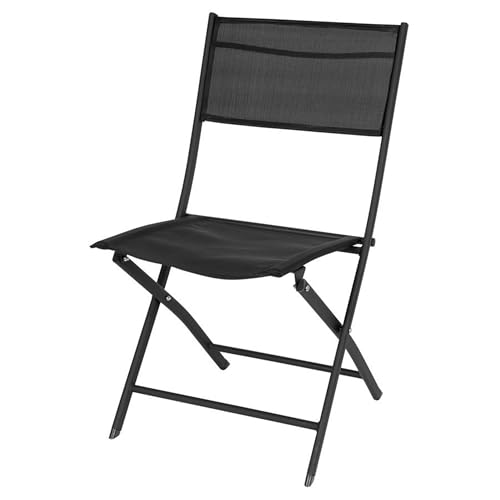 Spetebo Balkon Klappstuhl in schwarz - 83 x 55 cm - Faltbarer Gartenstuhl aus Stahl und Textil - Klapp Camping Garten Balkon Terrasse Stuhl faltbar Texteline Bespannung von Spetebo