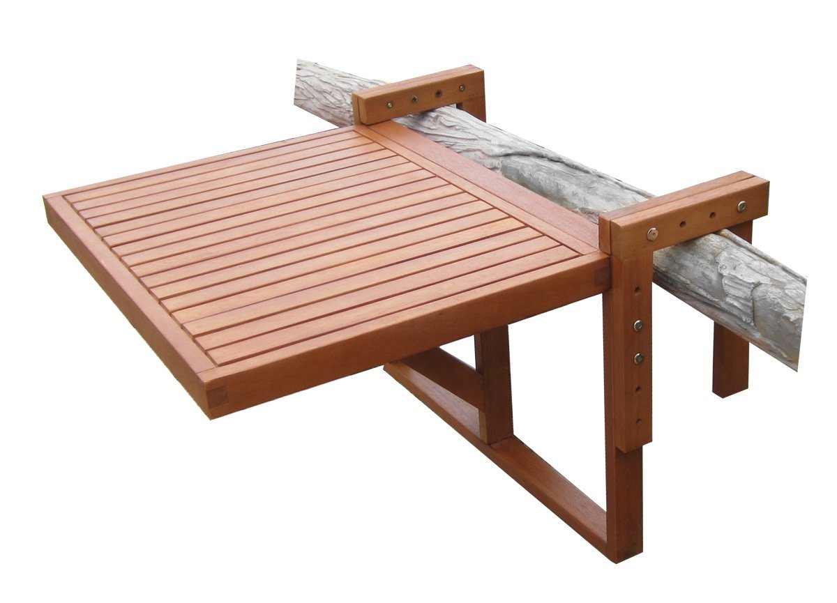 Spetebo Balkonhängetisch Teak Holz Balkon Hängetisch BERKELEY 65 x 64 cm (Stück, 1-St., Hängetisch), Eukalyptus Klapptisch zum Einhängen von Spetebo