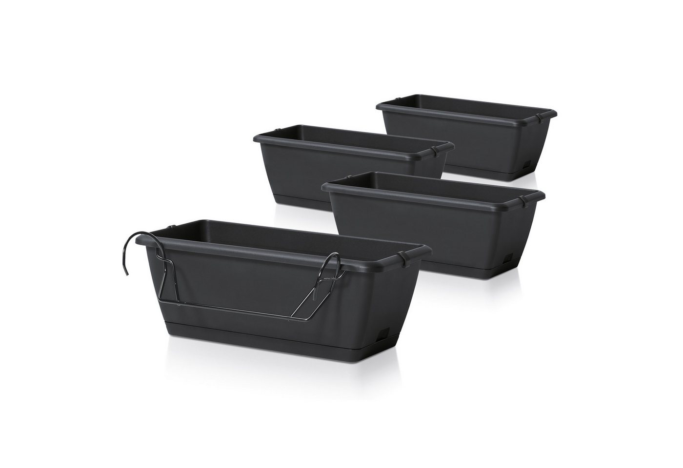 Spetebo Balkonkasten Balkon Blumenkasten mit Halterung und Bewässerungssystem (Packung, 4 St., 1 tlg), Kunststoff Geländer Pflanztopf in anthrazit von Spetebo