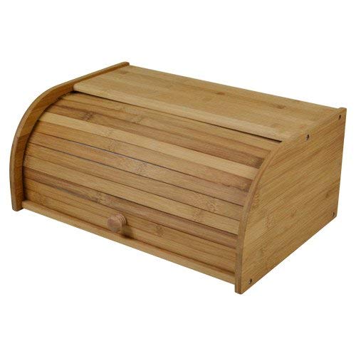 Spetebo Bambus Brotkasten mit Rolldeckel - 40 cm - Holz Brotbox mit verschließbarem Deckel - Brotkorb Brotkiste Brot Aufbewahrungsbox Vorratsbox mit Klappdeckel von Spetebo