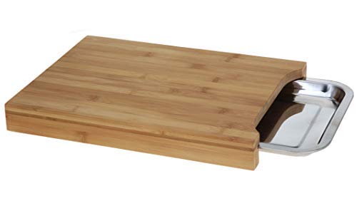 Spetebo Bambus Schneidbrett mit ausziehbarem Tablett - Holz Schneidebrett Küchenbrett von Spetebo
