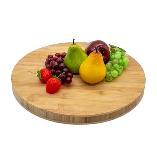 Spetebo Bambus Schneidebrett rund massiv - ⌀ 40 cm - Küchenbrett aus FSC Holz lebensmittelecht - Servierbrett Holzbrett Servierplatte Küchen Arbeitsbrett Brettchen Schneideunterlage von Spetebo
