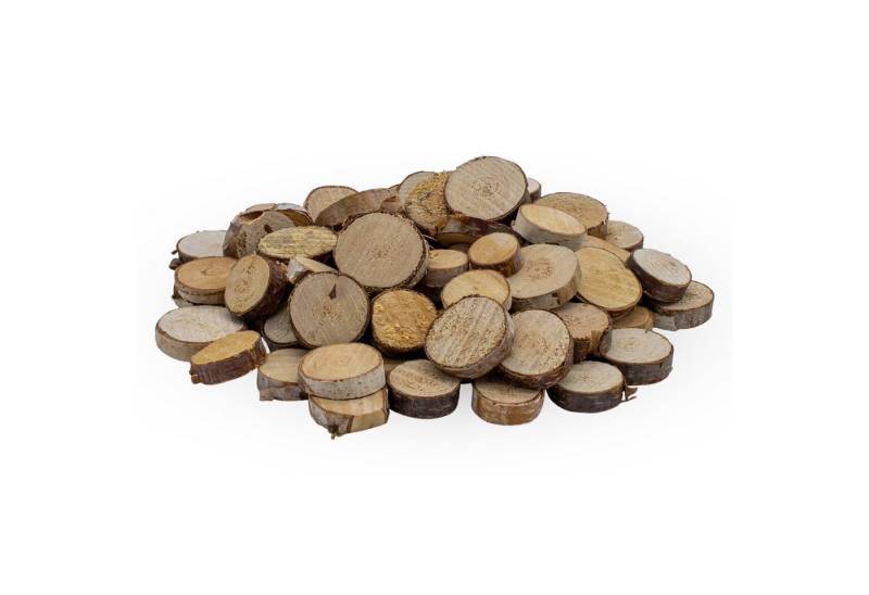 Spetebo Bastelnaturmaterial Birkenholzscheibe mit Rinde Echtholz natur, (Set 70-tlg), praktisch verpackt im Netz von Spetebo