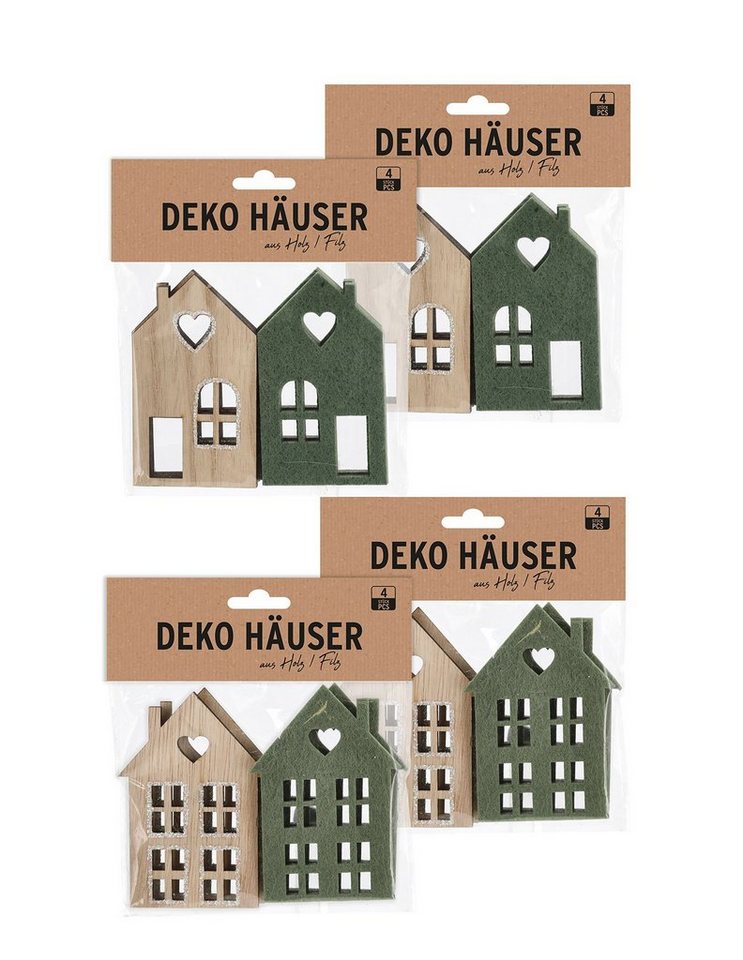 Spetebo Bastelnaturmaterial Holz und Filz Häuser zum Dekorieren - 16er Set, (Packung), DIY Kreativset zum Basteln von Spetebo