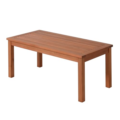 Spetebo Beistelltisch Lansing aus Eukalyptus Holz - 90 x 44 cm - Gartentisch aus 100% FSC Massivholz geölt - Balkontisch Holztisch Loungetisch aus Holz rechteckig massiv von Spetebo