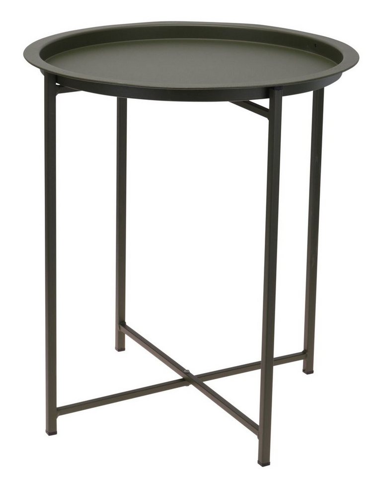 Spetebo Beistelltisch Metall Beistelltisch grün klappbar - 41 cm Ø (Stück, 1-St., grüner Beistelltisch aus Metall), mit abnehmbarer Tablett Tischplatte von Spetebo