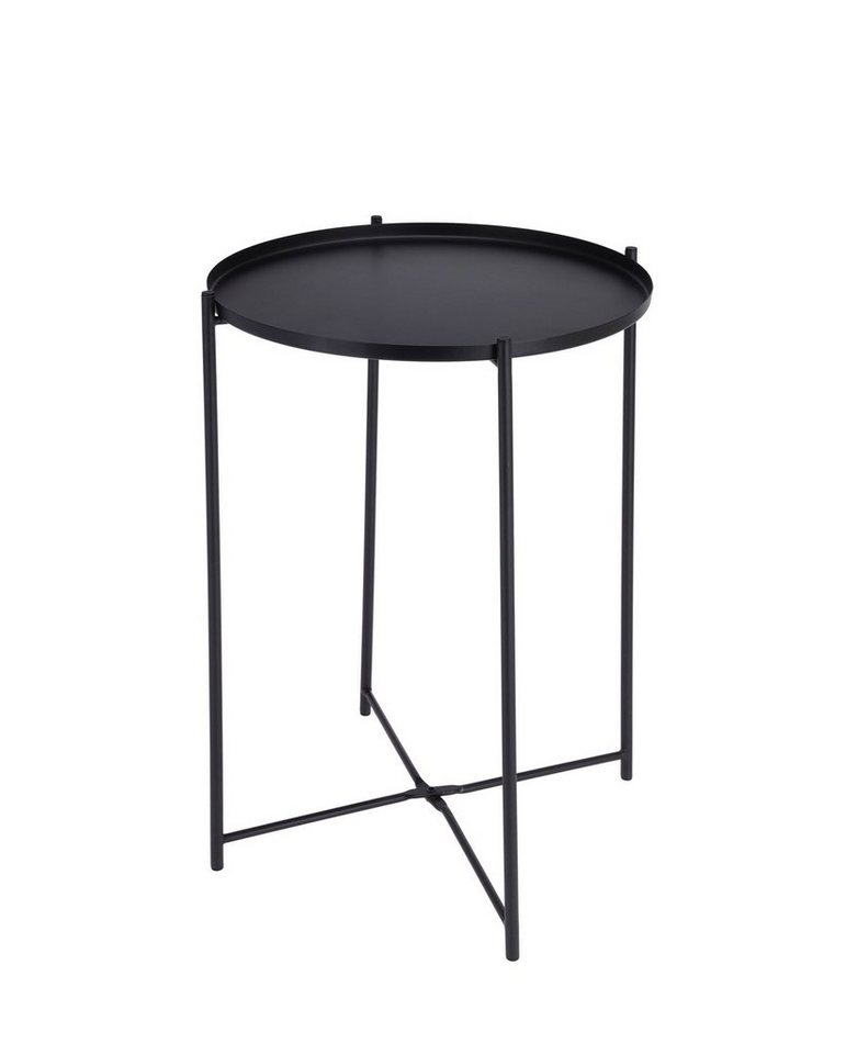 Spetebo Beistelltisch Metall Beistelltisch schwarz klappbar - 47 x 35 cm, Couchtisch mit abnehmbaren Tablett von Spetebo