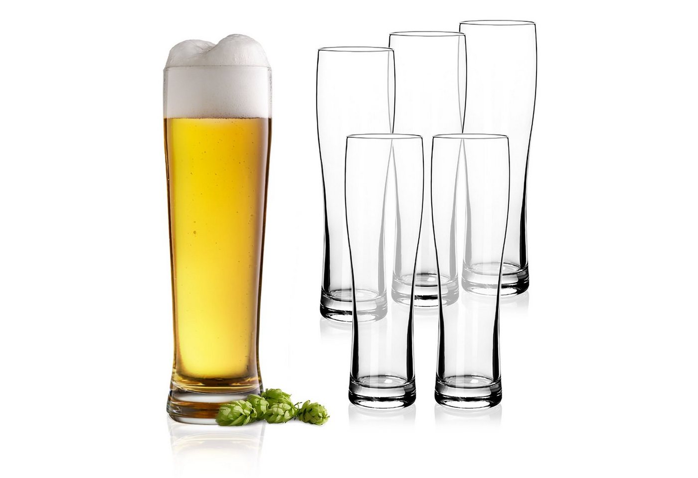 Spetebo Bierglas Weizenbierglas klar 6er Set, Glas, Bierglas spülmaschinenfest von Spetebo