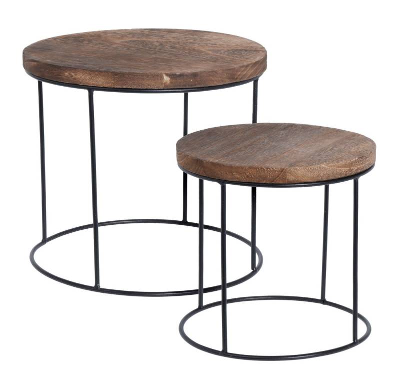 Spetebo Blumenhocker Blumenhocker 2-teilig mit dunkler Tischplatte (Set, 2 St., fertig montiert), 2er Set von Spetebo