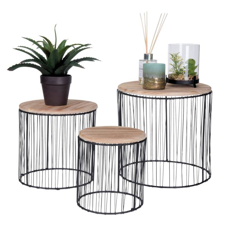 Spetebo Blumenhocker Metall Pflanzenständer 3er Set - 29 / 24 / 19 cm (Inhalt, 3 St., höhen unterschiedliche Tische), variable als Korb/ Ständer, Metall, schwarzen Nylon von Spetebo