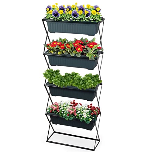 Spetebo Blumenkastenhalter inkl. 4 Kästen - Pflanzkasten Halterung für Balkon und Garten - Blumenkasten Ständer von Spetebo