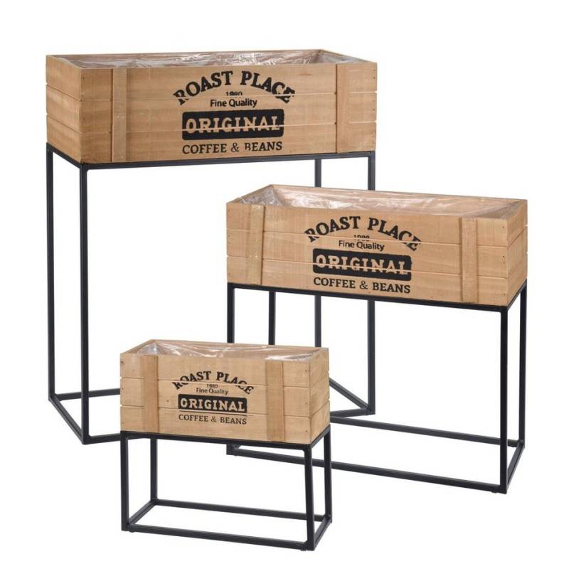 Spetebo Blumenständer Blumenständer 3er Set aus Holz und Metall (Set, 3 St., Pflanzenständer Set), Pflanzkasten auf Ständer mit Folie ausgekleidet Spetebo Blumenständer Blumenständer 3er Set aus Holz und Metall (Set, 3 St., Pflanzenständer Set), Pflanzkasten auf Ständer mit Folie ausgekleidet von Spetebo