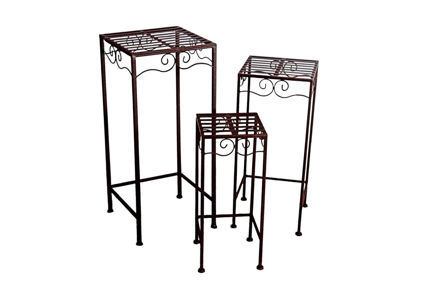 Spetebo Blumenständer Metall Blumenhocker eckig im 3er Set - 68 / 58 / 48 cm (3 St), aus Eisen in brauner Rost Optik von Spetebo