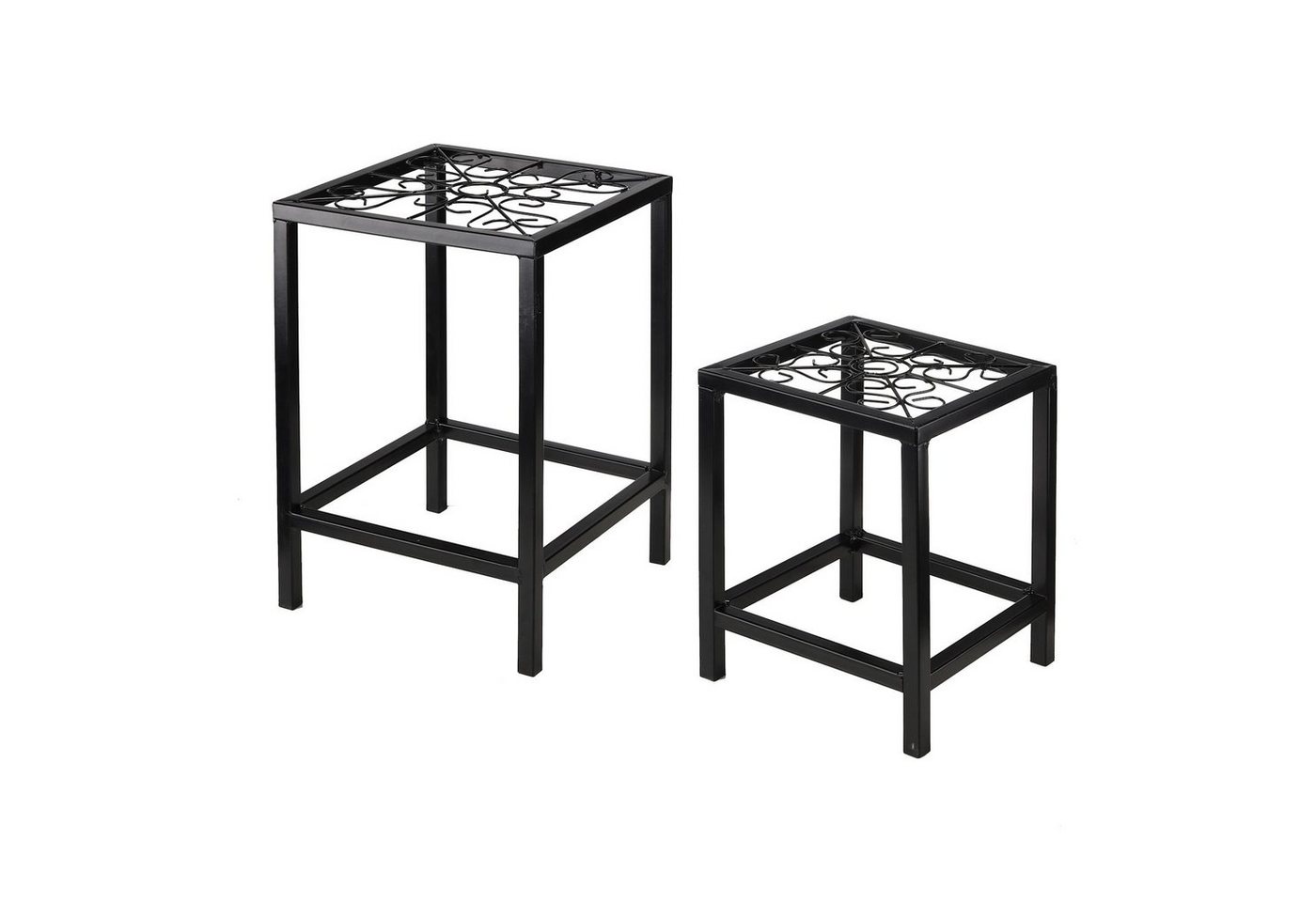 Spetebo Blumenständer Metall Pflanzenhocker schwarz - 2er Set (Set, 2 St., 2er Set Blumenständer), dekorative Blumenhocker für Innen und Außen von Spetebo