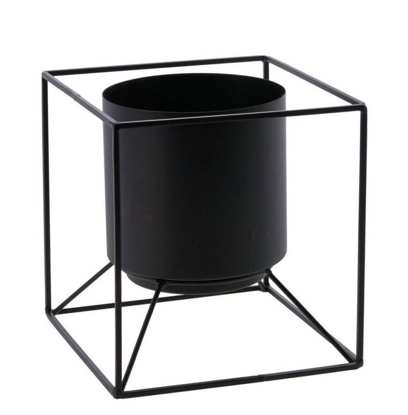 Spetebo Blumentopf Blumentopf im Halter 19x18x18 cm - schwarz (Packung, 1 St., Pflanzenständer), Moderner Blumentopf Ständer aus Metall von Spetebo