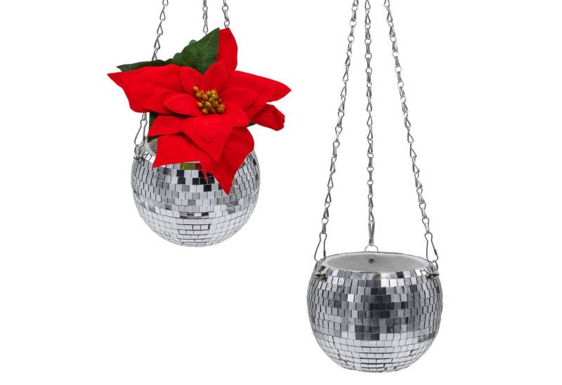 Spetebo Blumentopf Hänge Pflanztopf im Discokugel Design 15 cm mit Metallkette (Anzahl, 1 St., Stück), leicht, robust und einfach zu reinigen von Spetebo
