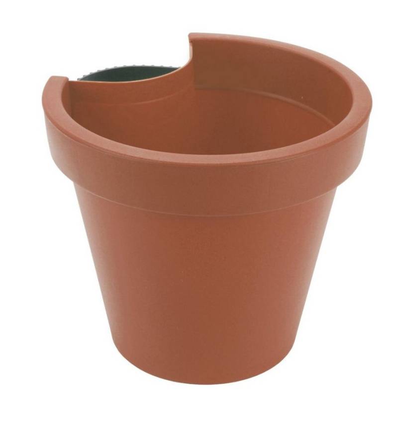 Spetebo Blumentopf Kunststoff Blumentopf für Regenrohr - terracotta (Stück, 1 St., Pflanztopf), Pflanztopf mit Befestigungsgurt für Fallrohr von Spetebo