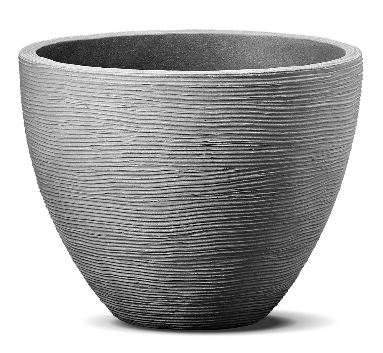 Spetebo Blumentopf Rillen Blumenkübel M rund 39 x 31 cm grau (Stück, 1 St., Blumenkübel rund), Großer runder Pflanztopf aus Kunststoff von Spetebo