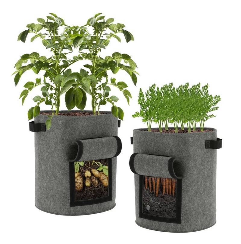 Spetebo Blumentopf XXL Kartoffel Pflanzsack - 2er Set / je 70 Liter (2er Set, 2 St., Pflanzsack), Pflanzbeutel mit Griffen und Sichtfenster von Spetebo