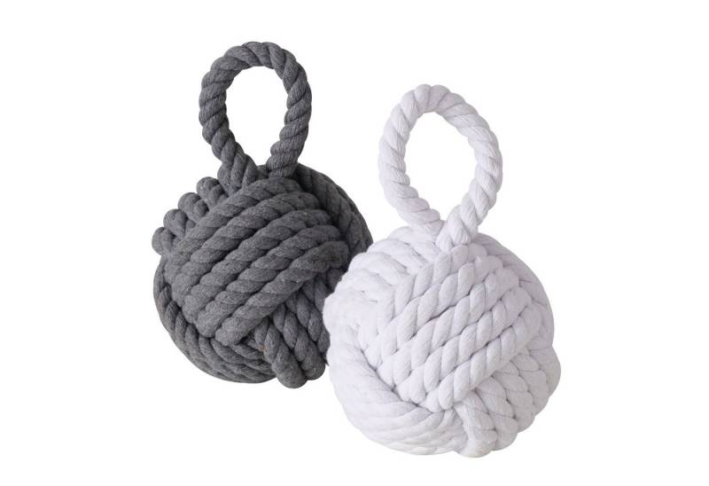 Spetebo Bodentürstopper Türstopper Jute Knoten 2er Set in creme und beige - 14 cm (Set, 2 St., Juteknoten Türstopper), Türpuffer Kugel aus Strick im maritimen Design von Spetebo