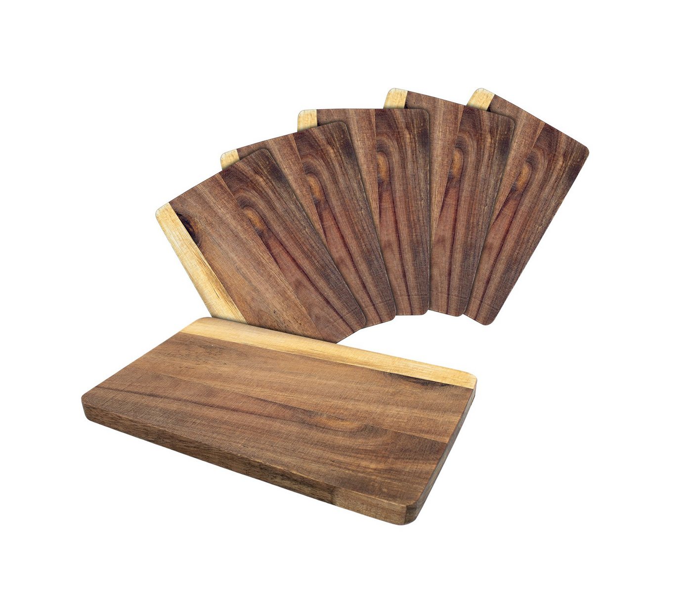 Spetebo Brotschneidebrett Akazien Schneidebrettchen 22 x 14 cm, Holz, (Packung, 6-St., 6 tlg), 6er Set - Küchenbrett aus Holz von Spetebo