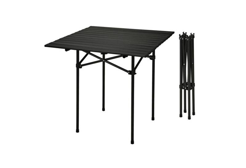 Spetebo Campingtisch Camping Klapptisch schwarz - 70 x 69 cm (Artikel, 1-St., Rolltisch mit Tragetasche), Universal Gartentisch mit einrollbarer Tischplatte von Spetebo