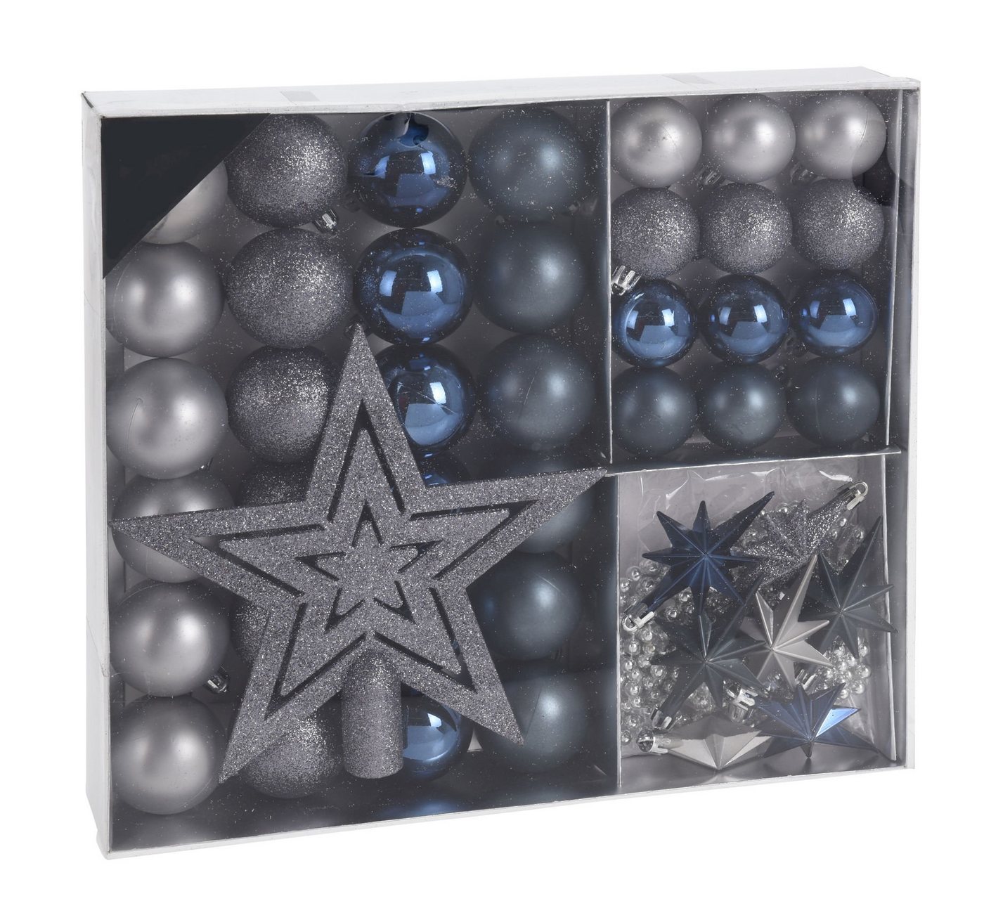 Spetebo Christbaumschmuck Christbaumschmuck 45 Teile Set - blau / silber (45-tlg), Shatterproof Deko Weihnachtskugeln bruchsicher - Christbaumschmuck von Spetebo