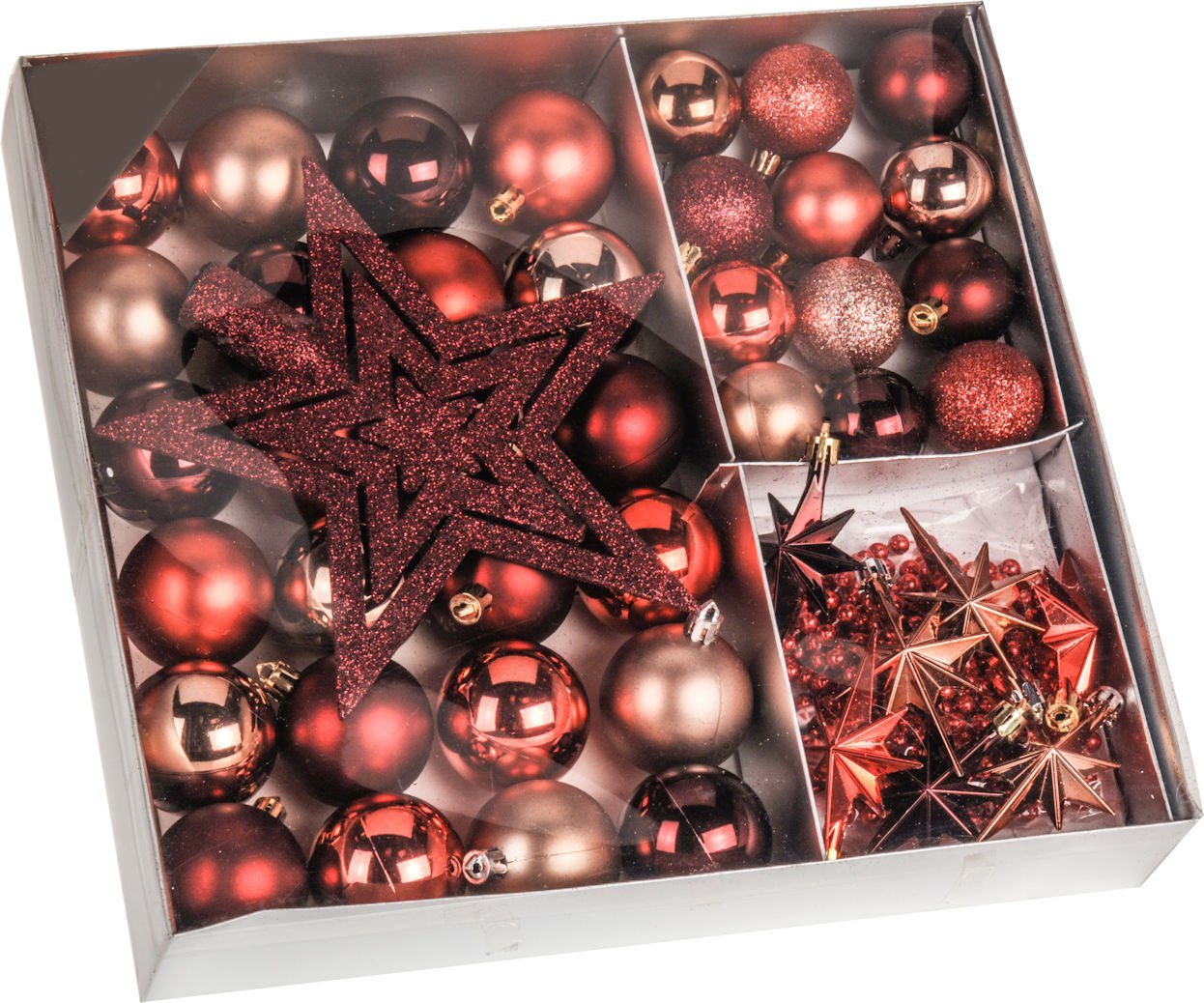 Spetebo Christbaumschmuck Christbaumschmuck 45 Teile Set - rot (45-tlg), Shatterproof Deko Weihnachtskugeln bruchsicher - Christbaumschmuck von Spetebo