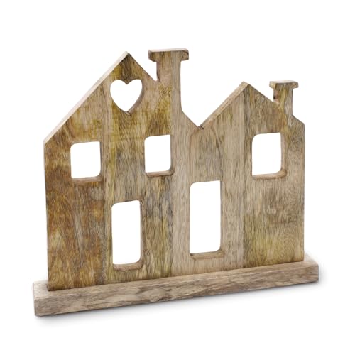 Spetebo Deko Aufsteller Haus aus Mangoholz - 35 cm - Holz Silhouette auf Fuß zum Aufstellen - Tischdeko Fensterdeko zum Hinstellen Spetebo Deko Aufsteller Haus aus Mangoholz - 35 cm - Holz Silhouette auf Fuß zum Aufstellen - Tischdeko Fensterdeko zum Hinstellen von Spetebo
