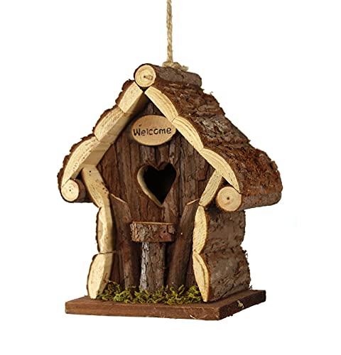 Spetebo Deko Vogelhäuschen aus Holz - 22,5 x 15 x 11 cm - Holz Vogelhaus für Haustür oder Garten Dekoration Deko zum hängen von Spetebo