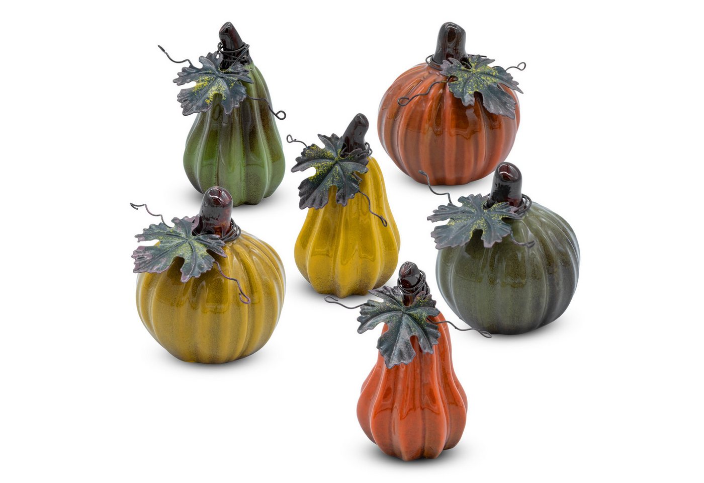 Spetebo Dekofigur Deko Kürbis aus Steinzeug farbig lasiert (Anzahl, 1 St., Stück), in herbstlichen Farben von Spetebo