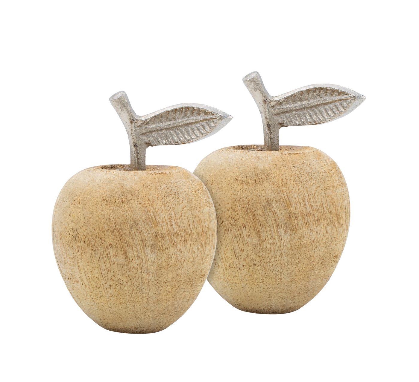 Spetebo Dekoobjekt Deko Holz Frucht Apfel mit Alu Stiel 15 cm (Packung, 1 tlg), Figuren aus Mangoholz zur Tischdekoration von Spetebo