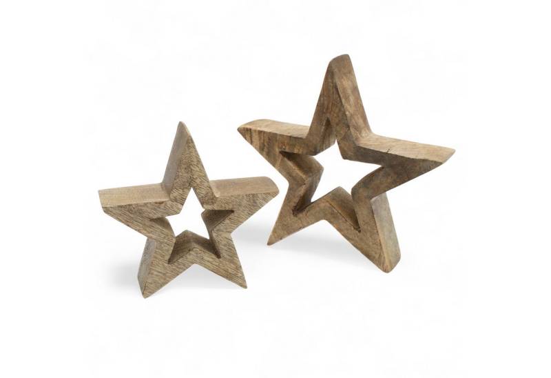 Spetebo Dekofigur Mango Stern Aufsteller 2er Set natur - 18 / 14 cm (Anzahl, 1 St., Stück), Ideal für Tischdekoration von Spetebo