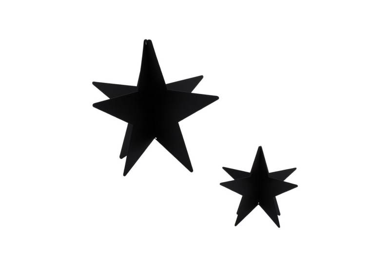 Spetebo Dekofigur Metall Stern in schwarz (2er Set, 1 St., 14 und 8 cm), mit praktischer Öse zum Aufhängen von Spetebo