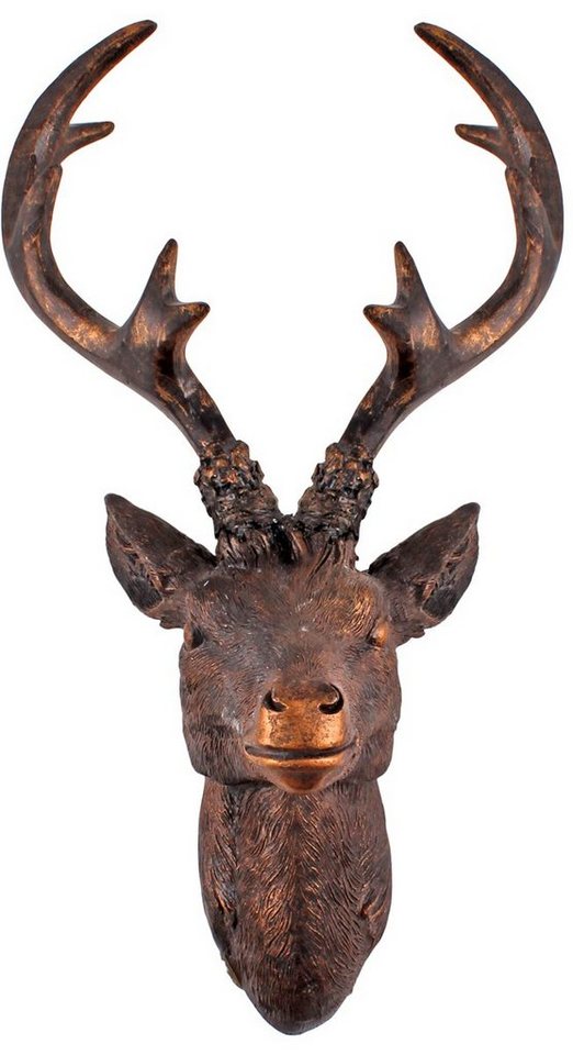 Spetebo Dekogeweih Hirschgeweih bronze - 30 cm (Stück, 1 St., Geweih), Hirschkopf Wanddeko zum aufhängen von Spetebo