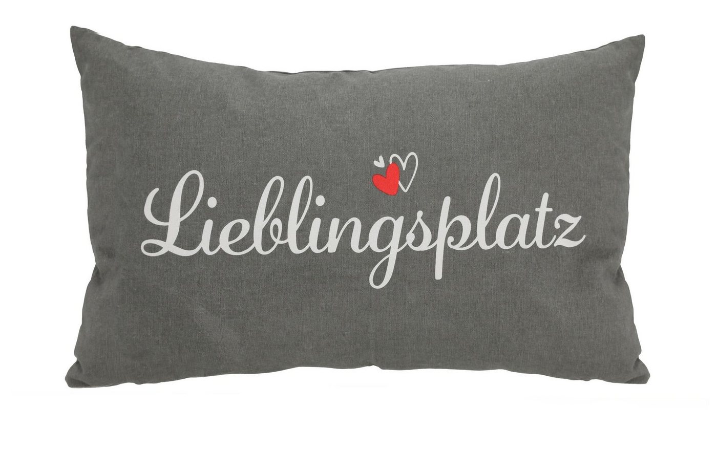 Spetebo Dekokissen Kissen Lieblingsplatz grau - 50x30cm - Deko Kissen, Sofakissen 50 x 30 cm in grau mit Schriftzug Lieblingsplatz von Spetebo