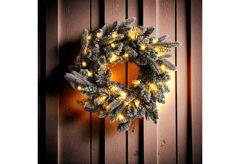 Spetebo Dekokranz Kunst Tannenkranz mit 35 LED für Außen Batterie betrieben - 40 cm, mit automatischem Timer von Spetebo