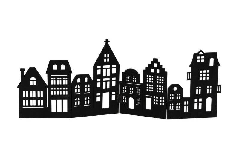 Spetebo Dekoobjekt Deko Holz Skyline klappbar 50 x 22 cm - schwarz (Packung, 1 St., 1tlg), Weihnachts Stadt Silhouette zur Tischdekoration von Spetebo