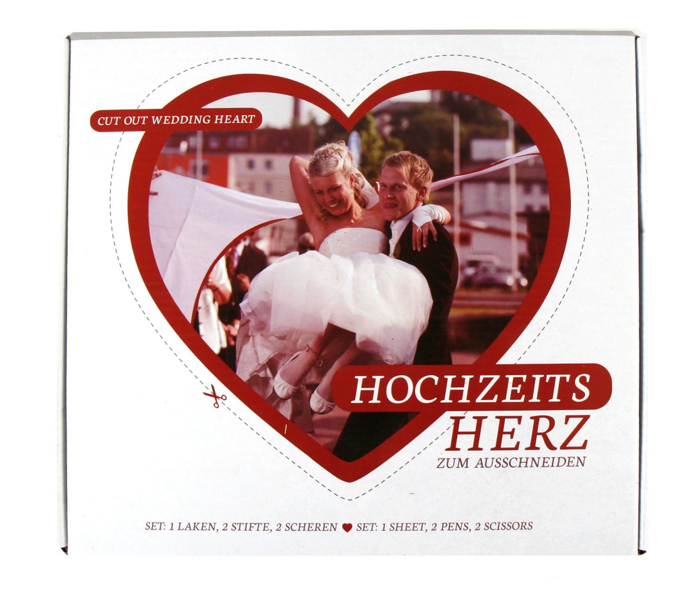 Spetebo Dekoobjekt Hochzeits Herz zum ausschneiden - 2 x 1,8 m (Set, 1 St., Hochzeitsspiel), Hochzeitsspiel mit Scheren und Stiften von Spetebo