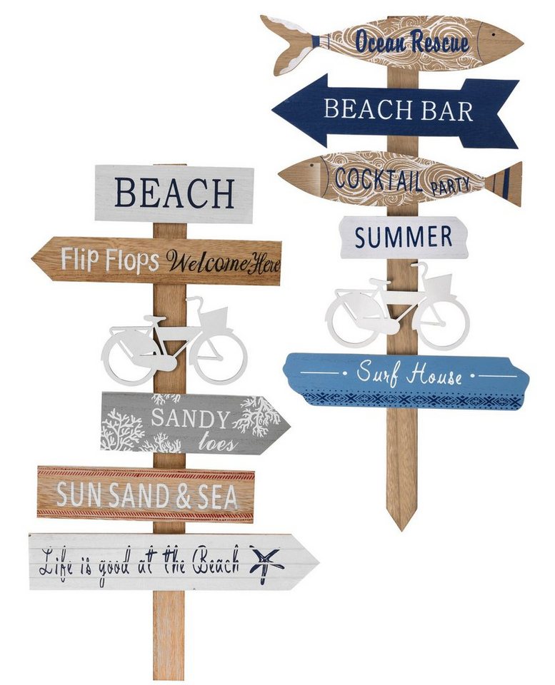 Spetebo Dekoobjekt Holzschild Gartenregeln BEACH (Doppelpack, 2 St., 2er-Set), Deko Garten Schild Beach Ocean von Spetebo