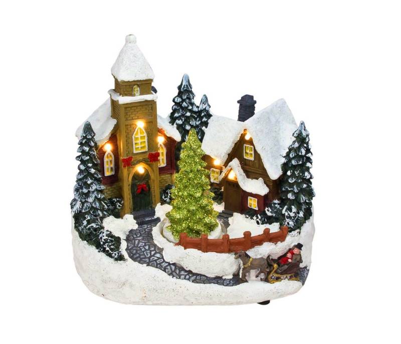 Spetebo Dekoobjekt LED Weihnachts Dorf Szene mit Bewegung - 19 cm, Deko Winter Stadt warm weiß beleuchtet von Spetebo