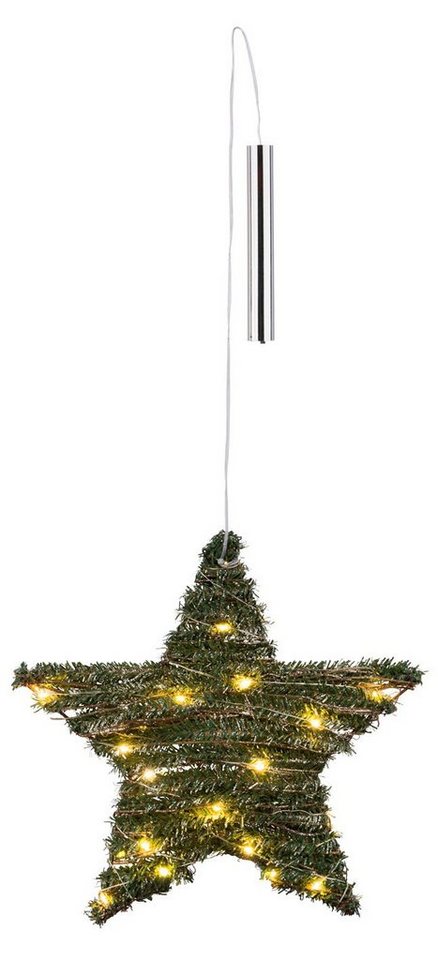 Spetebo Dekostern LED Weihnachtsstern zum Hängen 30 cm - grün, 1 St., Fenster Deko Stern mit künstlicher Tanne - von Spetebo