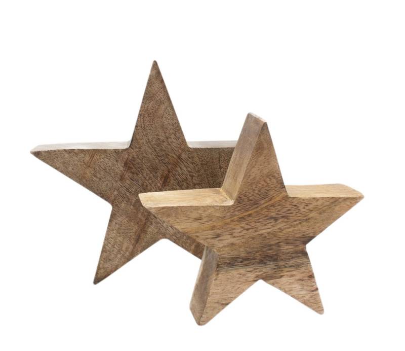 Spetebo Dekostern Mango Holz Stern 2er Set - 20 / 15 cm, Weihnachtstern Tisch Deko von Spetebo