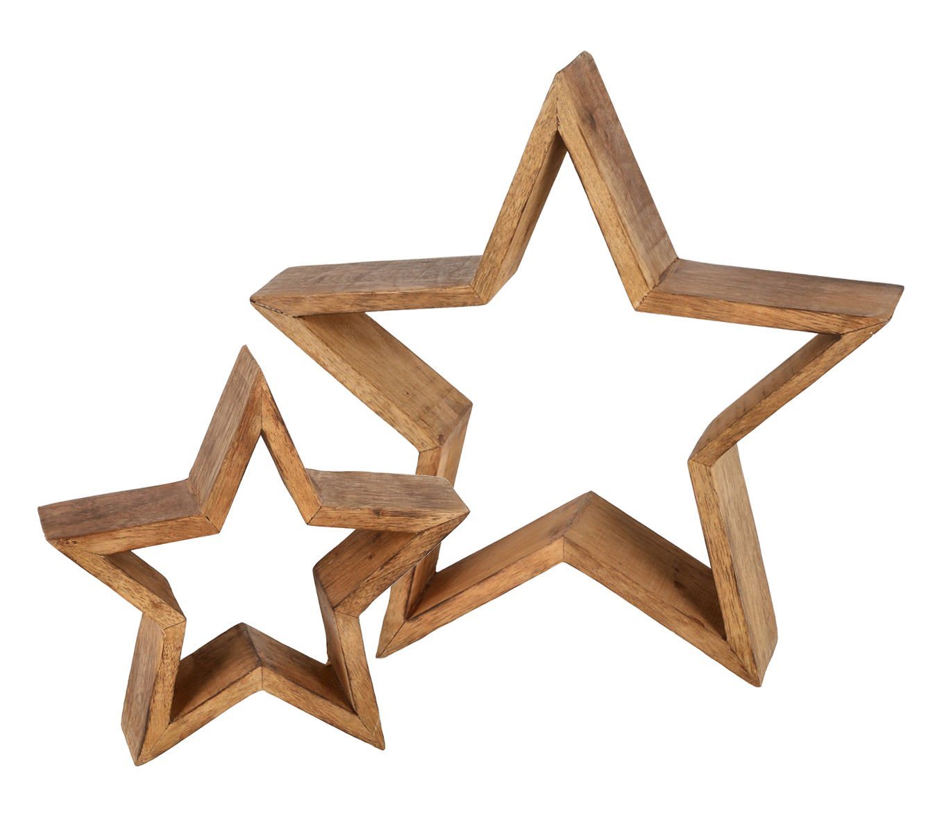 Spetebo Dekostern Mango Holz Stern 2er Set - 30 / 20 cm, 3 St., Weihnachten Advent Winter Tisch Fenster Deko Spetebo Dekostern Mango Holz Stern 2er Set - 30 / 20 cm, 3 St., Weihnachten Advent Winter Tisch Fenster Deko von Spetebo