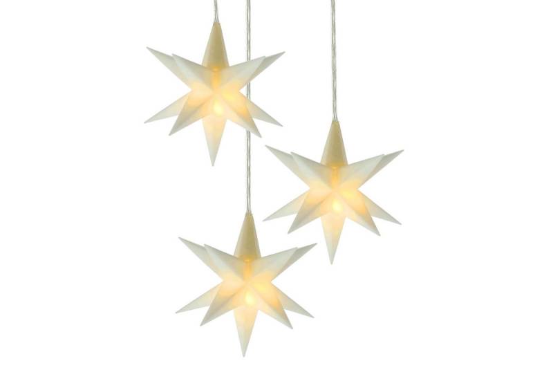 Spetebo Dekostern Outdoor Weihnachts Leuchtstern 3D 12 cm mit Timer - weiß, 3 St., Fenster Deko Stern Batterie betrieben von Spetebo