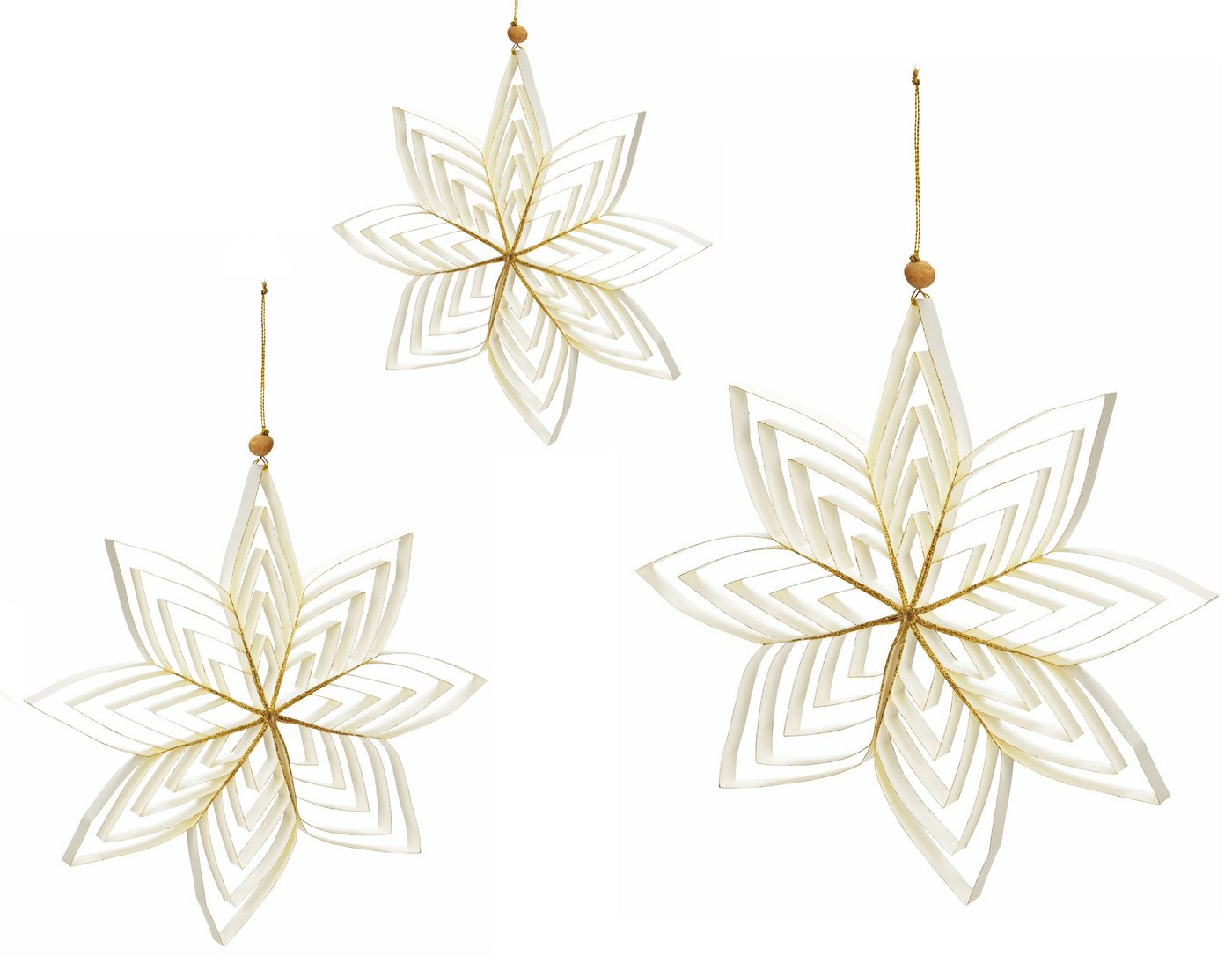 Spetebo Dekostern Weihnachtsstern 3D aus Papier weiß - 3er Set, 3 St., Advent Winter Fenster Dekoration zum Hängen Spetebo Dekostern Weihnachtsstern 3D aus Papier weiß - 3er Set, 3 St., Advent Winter Fenster Dekoration zum Hängen von Spetebo