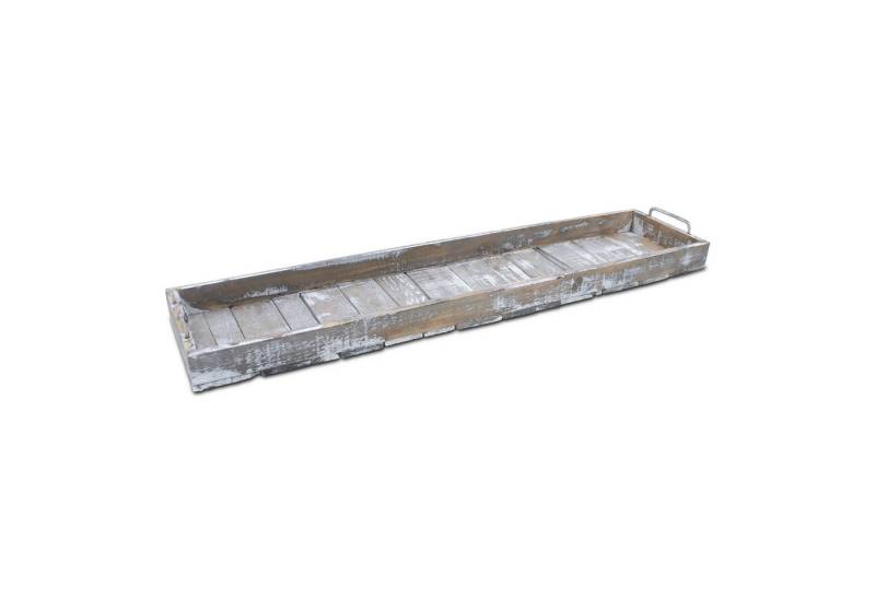 Spetebo Dekotablett Holz Deko Tablett XXL Used Look mit Griffen aus Metall - 90 x 20 cm (Stück, 1 St., Deko Tablett), Servier und Kerzen Brett rechteckig von Spetebo